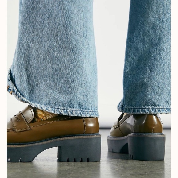 Free People Olive Green Chunky Loafers - Picture 2 of 10